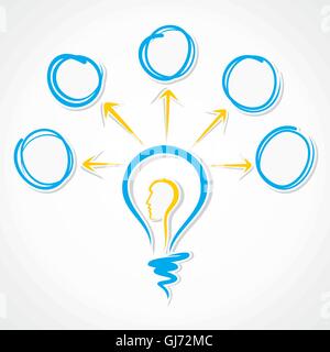 men head bulb with round sketch message bubble vector Stock Vector