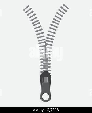 Zip zipper one cloth metal teeth icon. Stock Vector