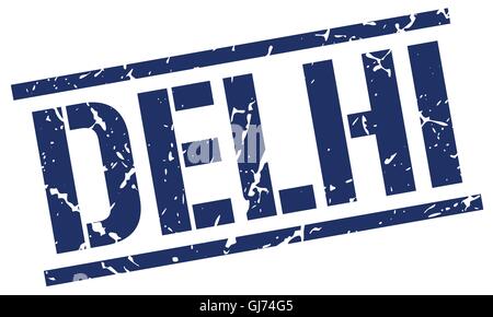 Delhi blue square stamp Stock Vector