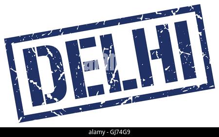 Delhi blue square stamp Stock Vector