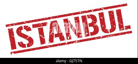 Istanbul red square stamp Stock Vector