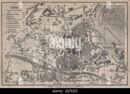 COIRE / CHUR. Chur. town city stadtplan. Switzerland Suisse Schweiz, 1913 map Stock Photo