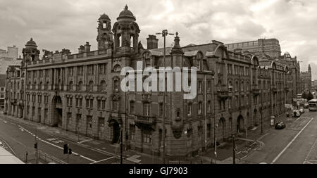 Sepia wide image of 50 London Road Fire Station, Manchester, M1 2PH Stock Photo