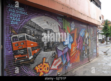 Kelzo Manchester mural in shutter, Koffee Pot, Northern Quarter Artwork, NQ, Manchester, North West England, UK, M1 1JR Stock Photo