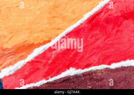 The colored drawings on the ground, useful for background Stock Photo