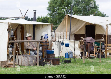 reenactment of a traditional camp in the wild west Stock Photo