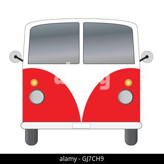 Front view of Vintage Passenger van car Stock Vector