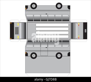 Simple bus outline,  cut out and glue into a 3D model Stock Vector