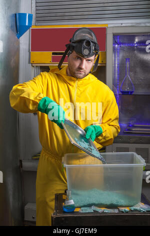 Man cooking meth Stock Photo