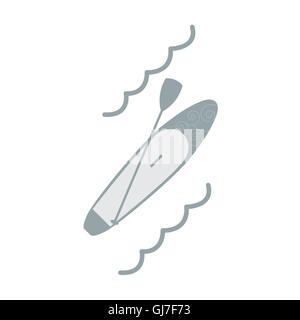 Stylized icon of a colored stand up paddling on a white background Stock Vector