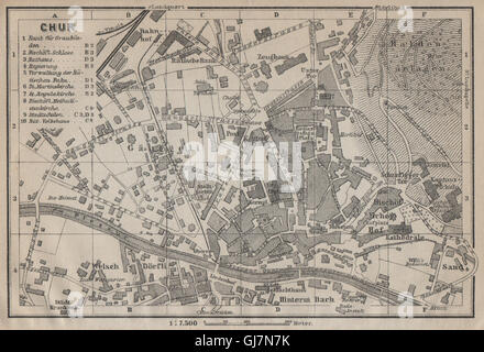 COIRE / CHUR. Chur. town city stadtplan. Switzerland Suisse Schweiz, 1920 map Stock Photo