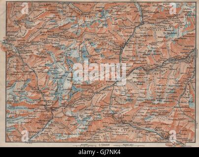 ST GOTTHARD area. Andermatt Engelberg Silenen Gadmen Ulrichen Disentis, 1922 map Stock Photo