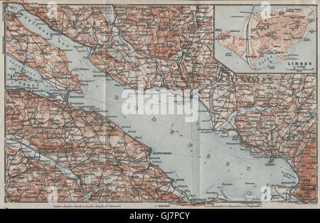 LAKE CONSTANCE inset LINDAU. Konstanz St Gallen Bregenz. Topo-map, 1928 Stock Photo