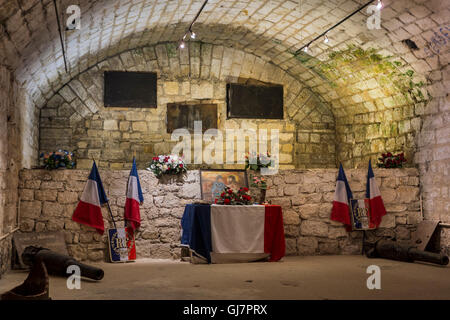 Memorial chapel inside the First World War One Fort de Douaumont, Lorraine, Battle of Verdun, France Stock Photo