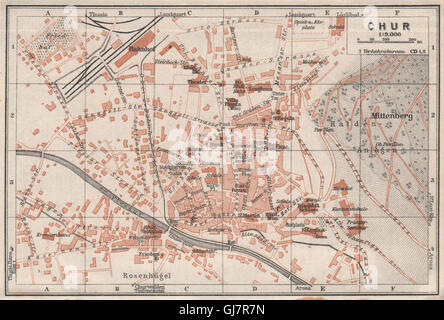 COIRE / CHUR. Chur. town city stadtplan. Switzerland Suisse Schweiz, 1928 map Stock Photo