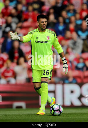 Middlesbrough goalkeeper Victor Valdes during the Premier League match at the Riverside Stadium, Middlesbrough. Stock Photo