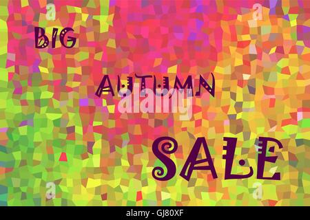 Low poly eps 10 vector autumn sale with colorful autumn abstract background Stock Vector