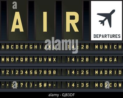 Airport timetable letters Stock Vector