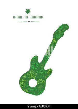 Vector ecology symbols guitar music silhouette pattern frame Stock Vector