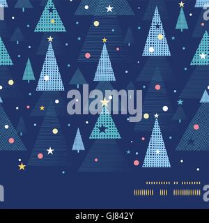 Vector abstract holiday christmas trees horizontal frame seamless pattern background Stock Vector