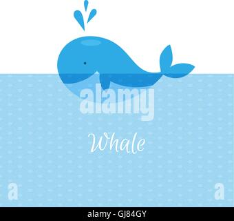 Blue whale with sea Stock Vector