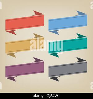 Flat Color Ribbons and Badges Stock Vector