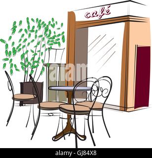 Hand Drawn Paris Cafe Stock Vector