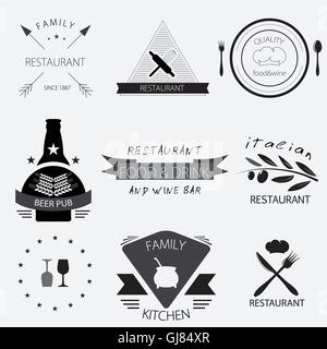 Label, logo or menu design for restaurant or bakery set Stock Vector