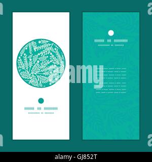 Vector emerald green plants vertical round frame pattern invitation ...