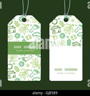 Vector ecology symbols vertical stripe frame pattern tags set Stock Vector