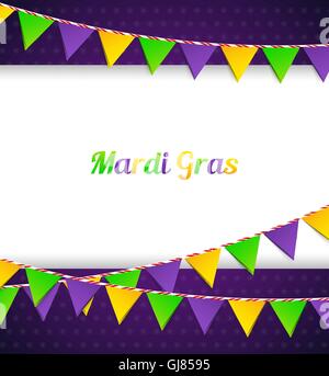 Mardi Gras background with flags Stock Vector