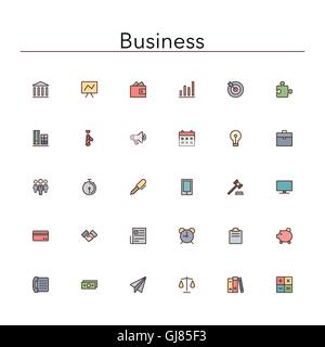 Business Colored Line Icons Stock Vector