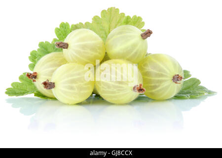 Gooseberries gooseberry berries fresh fruits fruit isolated on a white background Stock Photo
