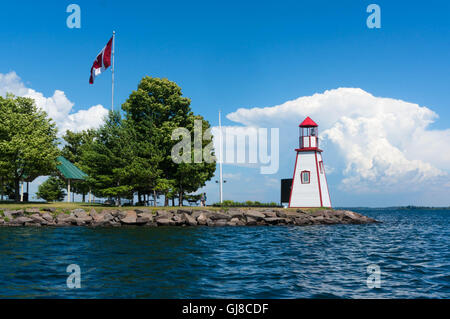 Light house at dock in Gananque, Ontario, Canada Stock Photo