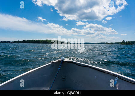 Boating in Thousand Islands, Gananque, Ontario, Canada Stock Photo