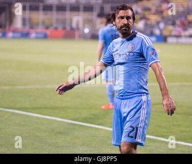 Columbus, U.S.A. 13th Aug, 2016. August 13, 2016: New York City FC midfielder Andrea Pirlo (21) during the second half in the match against Columbus Crew SC. Columbus, OH, USA. (Brent Clark/Alamy Live News) Stock Photo