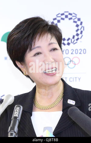 New Tokyo Governor Yuriko Koike attends a regular press conference at the Tokyo Metropolitan Government Building in Tokyo, Japan on August 12, 2016. Koike will travel to Rio de Janeiro to attend the Olympic closing ceremony on August 21 as the head of the host city for the 2020 Olympic Games. © AFLO/Alamy Live News Stock Photo