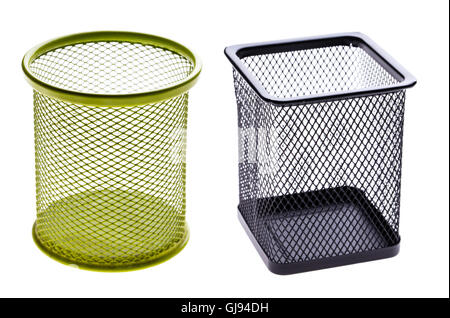 basket for pencils on a white background isolated Stock Photo