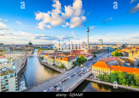 Berlin, Germany viewed from above the Spree River. Stock Photo