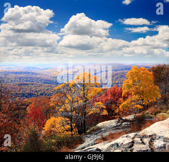 The foliage scenery from the top of Bear Mountain Stock Photo