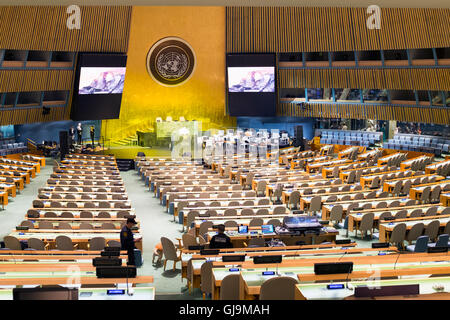 New York City USA United Nations Building Main Assembly Chamber Stock Photo