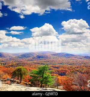 The foliage scenery from the top of Bear Mountain Stock Photo