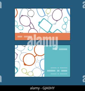 Vector colorful glasses horizontal stripe frame pattern business cards set Stock Vector