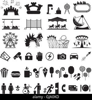 Amusement park icons. Stock Vector