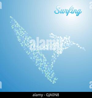 Abstract surfer from dots Stock Vector