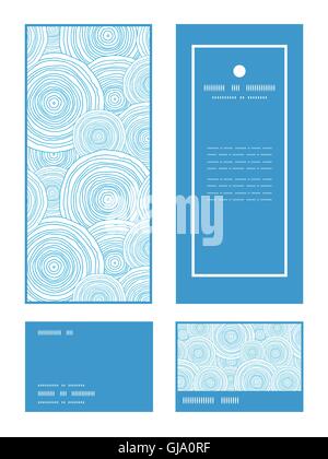 Vector doodle circle water texture vertical frame pattern invitation greeting, RSVP and thank you cards set Stock Vector