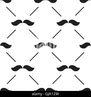 Seamless pattern with black mustaches on white background Stock Vector