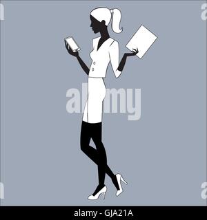 The Secretary is looking at e-mail smartphone Stock Vector