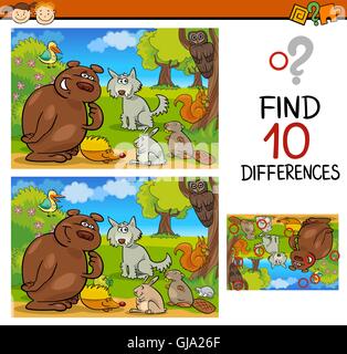finding differences game cartoon Stock Vector