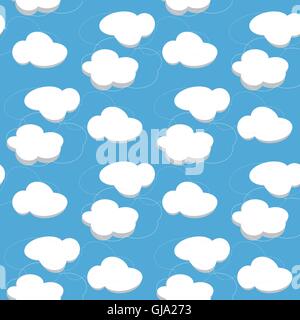Seamless abstract wave and clouds hand drawn pattern. Vector pattern in colors. Stock Vector
